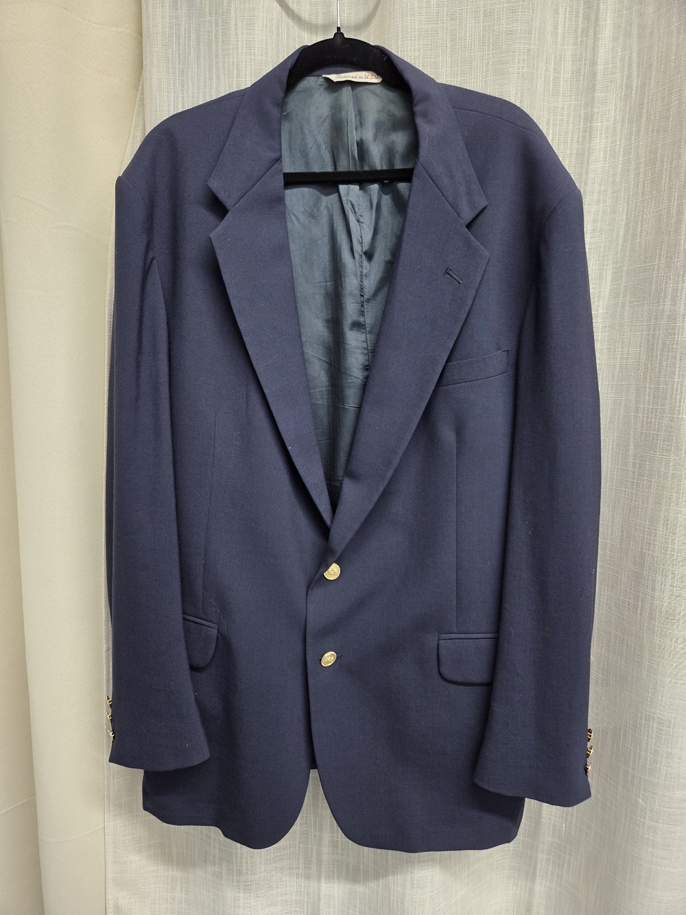 Stafford Navy Sport Coat Normcore Wool Ivy League Light Academia Size 46L